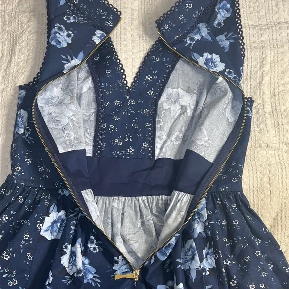 Kate Spade Navy Blue Floral Mini Dress size 4 - Picture 13 of 13